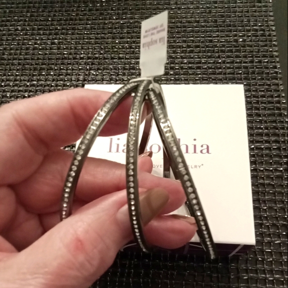 Lia Sophia Crystal Bling Bangle Bracelet Set S - Picture 2 of 4